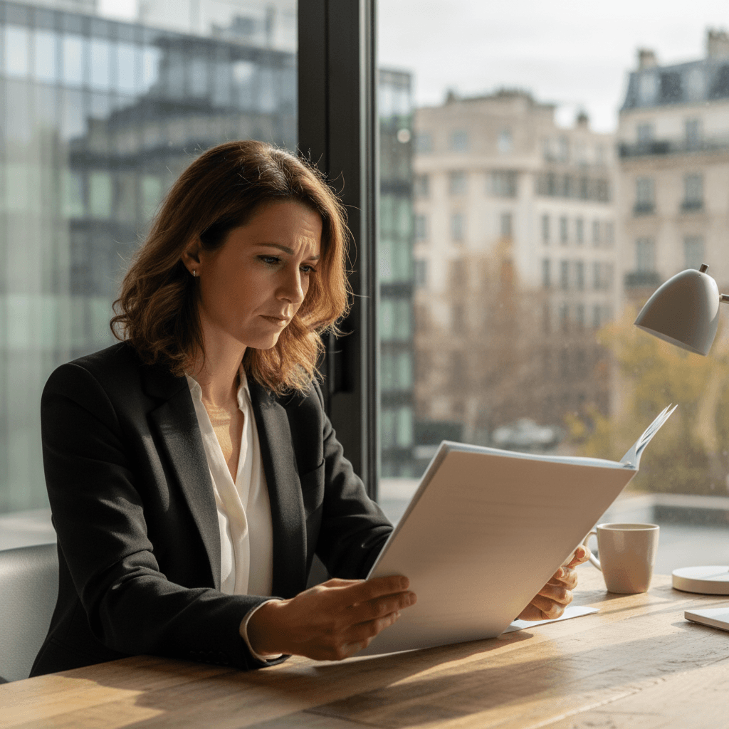 Artisan de Boulogne-Billancourt consultant un devis pour la création de son site web professionnel