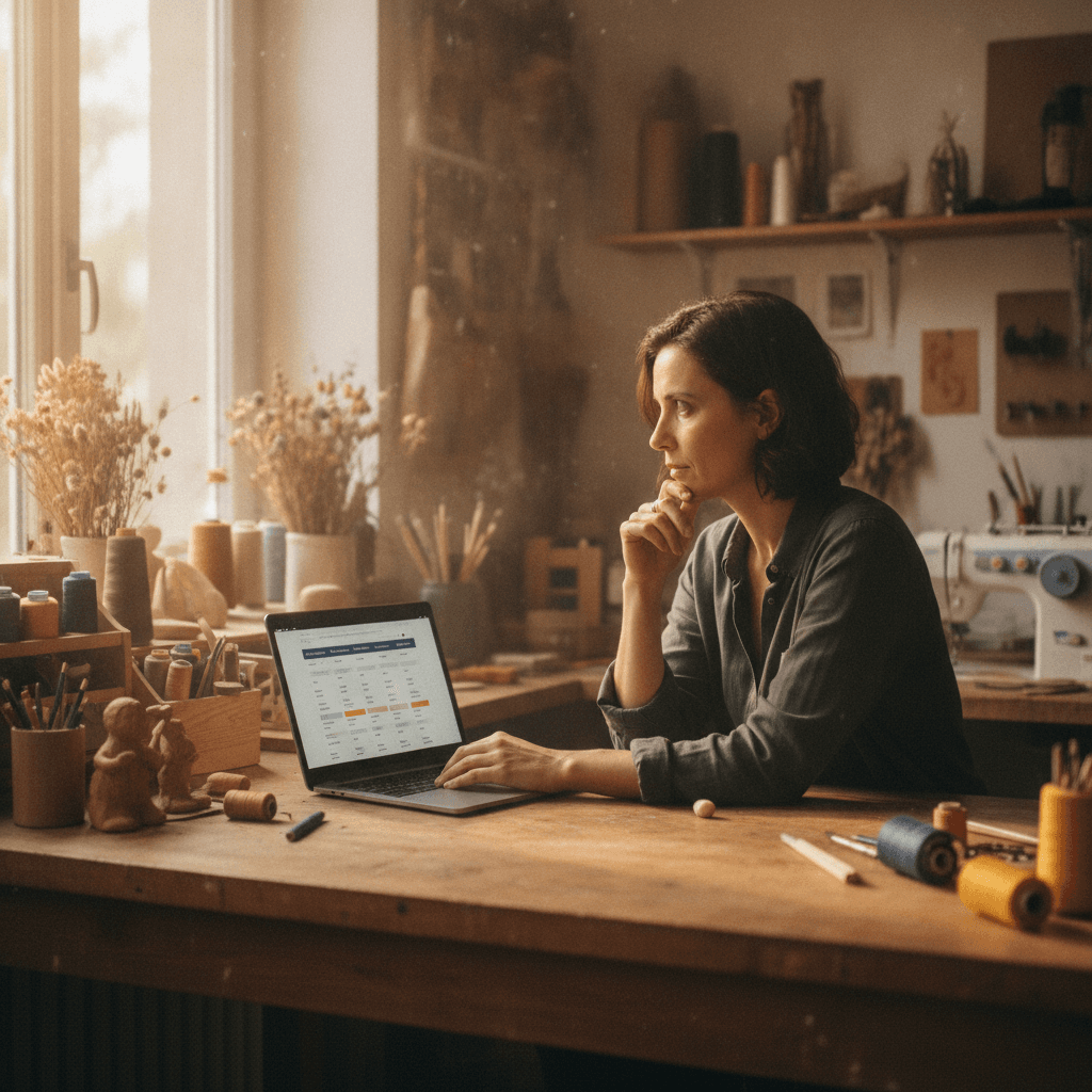 Artisan rennais consultant les prix de création de site internet sur son ordinateur portable